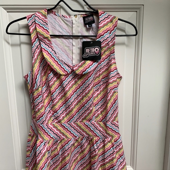 ModCloth Retrolicious Rainbow Peter Pan Collar A-Line Dress - Picture 4 of 7